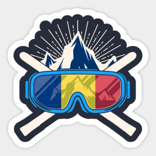 Romania Ski Skiing Romanian Flag Skier Sticker